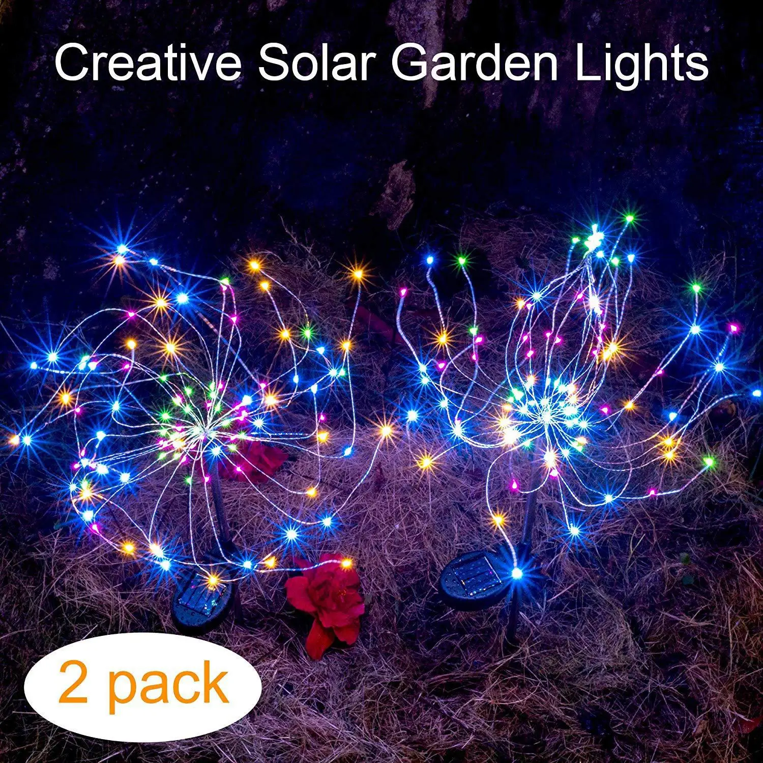 Solar Fireworks Ground light Lamp Lawn Decoration Landscape Lighting Landscape Hummingbird Solar Dandelion Branch light warm RGB - Испускаемый цвет: changeable