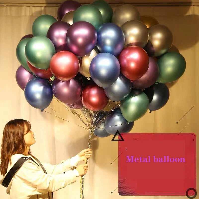 

10 Inch 12 Inch Birthday Wedding Party Shop Window Creative Layout Thick Explosion Proof Chrome Color Metal Balloon 016