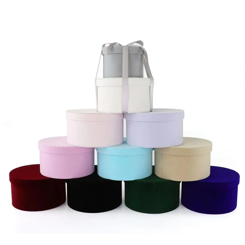 Жесткая картонная подарочная коробка для цветов круглая с крышкой упаковка розы