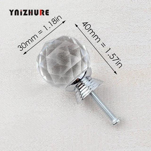 30mm Ball Silver YNIZHURE брендовые Хрустальные стеклянные ручки для шкафа ручки для выдвижных ящиков кухонный шкаф ручки оборудование для обработки мебели - Цвет: 30mm Ball Silver