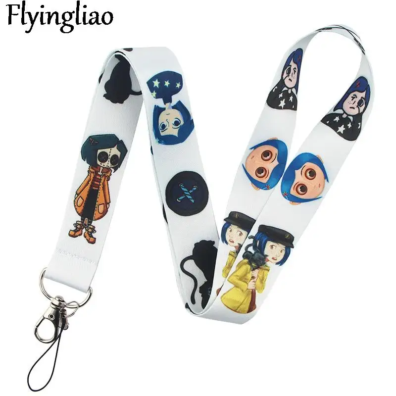 

Coraline Horror Movie Lanyard Keys Phone Holder Funny Neck Strap With Keyring ID Card DIY Animal webbings ribbons Hang Rope