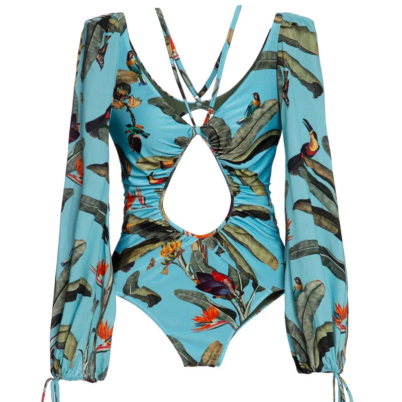 Женский купальник с высокой талией Цельный женский в стиле ретро сетчатый