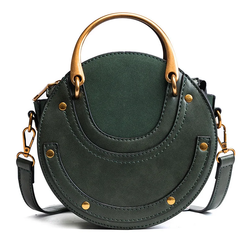 

bag 2021 women's small round bag European and American fashion frosted splicing Single Shoulder Messenger Handbag