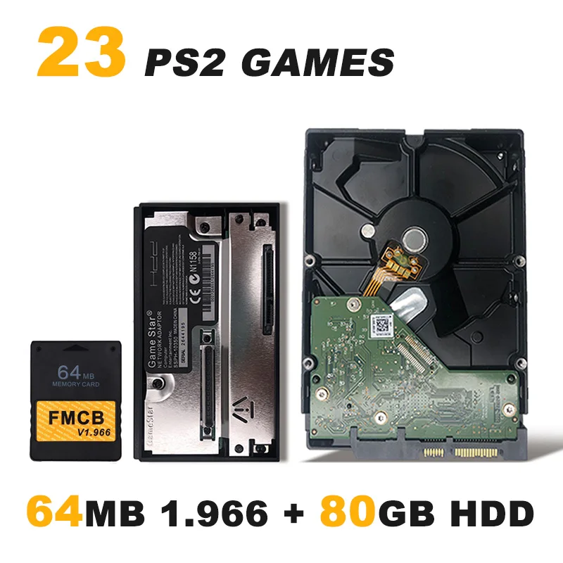 64MB and 80GB FMCB v1.966 8/16/32/64 Мб карта памяти для PS2+ 3," жесткого диска SATA HDD 80 Гб/320 Гб/500 Гб/1 ТБ/2 ТБ с игр+ жесткого диска SATA HDD адаптер - Цвет: 64MB and 80GB