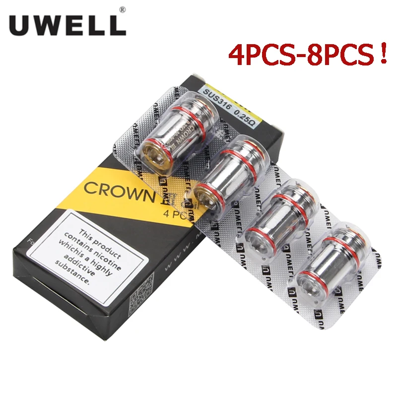 4 шт. 8 катушка Uwell Crown III SUS316 0 25 Ом 5 сетчатая UN2 сердечник 23 для электронной сигареты