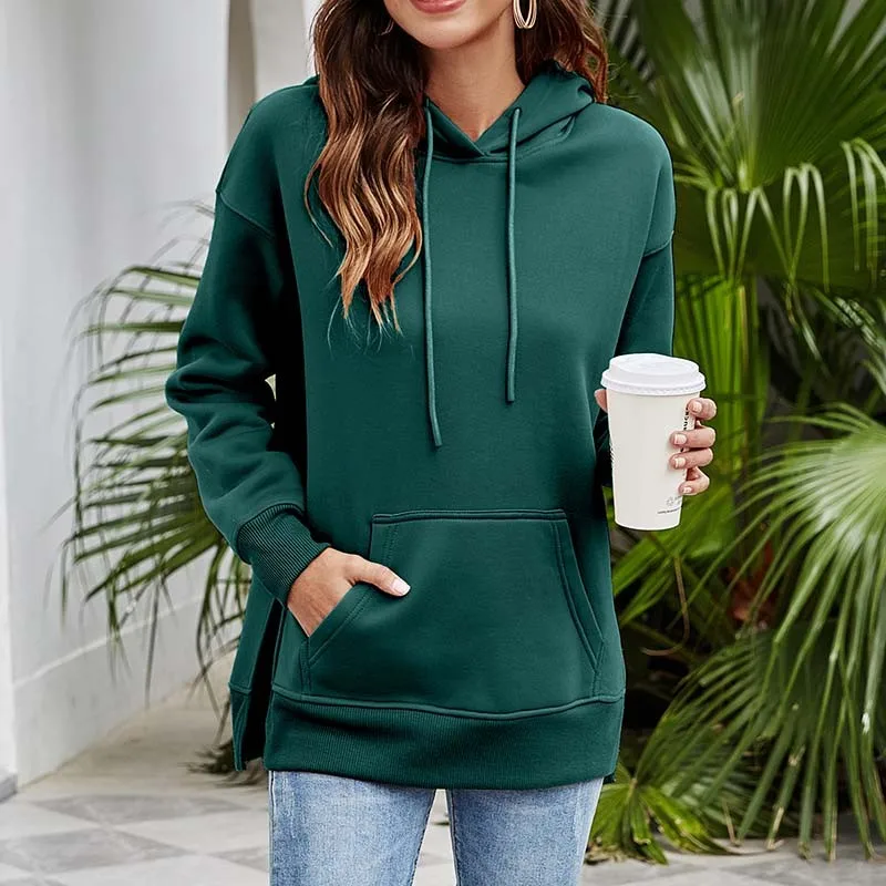 

Hoodies Sweatshirts Women Fashion Solid Color Long Sleeve Autumn Winter Loose Fleece Warm Tops Casual Oversized Hoody Pullover
