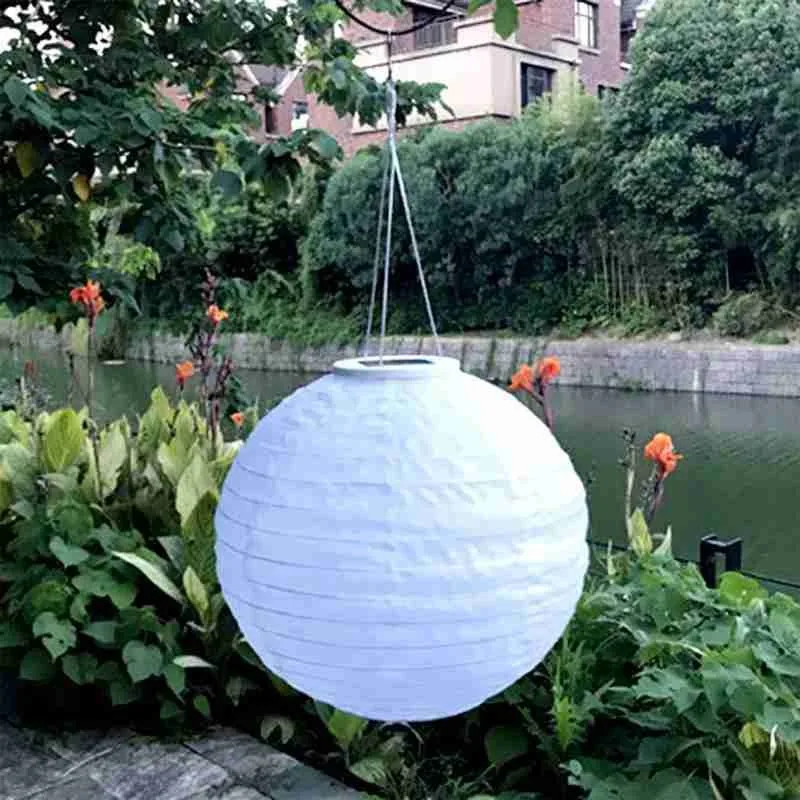 

1/2pcs Solar Lampion Outdoor Chinese Paper Ball Hanging Birthday Wedding Party Outdoor Solar Decoration Lampion Ball Suppli O2C3