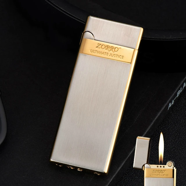 Advanced Ultra-thin Inflatable Lighter Grinding Wheel Portable Butane Gas Open Flame Metal Cigarette Lighter Boyfriend Gadget