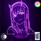 Аниме 3d лампа Zero Two фигурка ночсветильник детский для девочек Декор для спальни светильник Манга подарок ночсветильник лампа Darling In The Franxx
