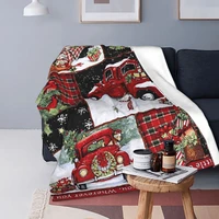 nordic red truck flannel blankets merry christmas new year fashion throw blankets for bed sofa couch quilt