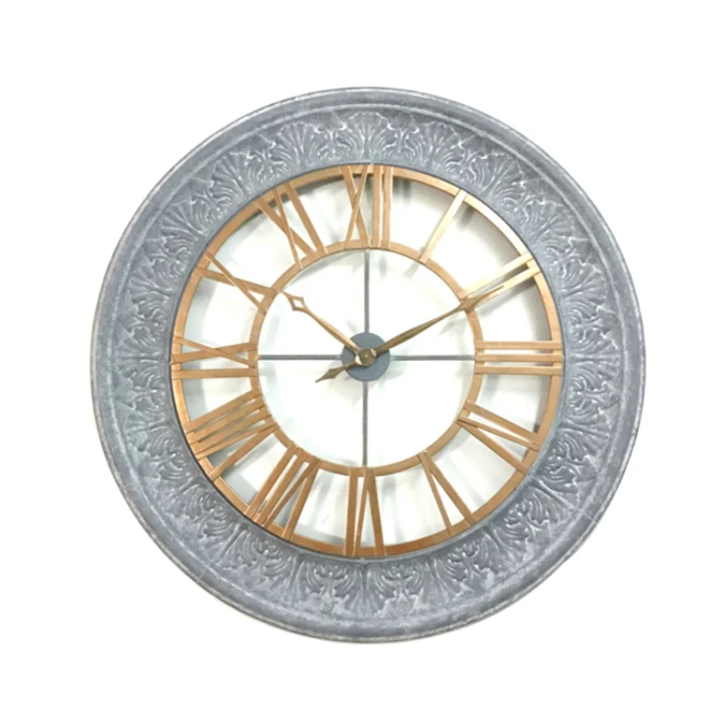 

Golden Border Of Iron Retro Printing Metal Clock