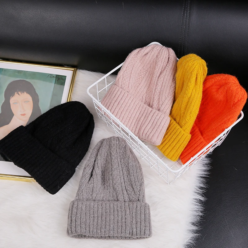 Новая однотонная хлопковая шерстяная шапка зимние шапки для мужчин утолщенная