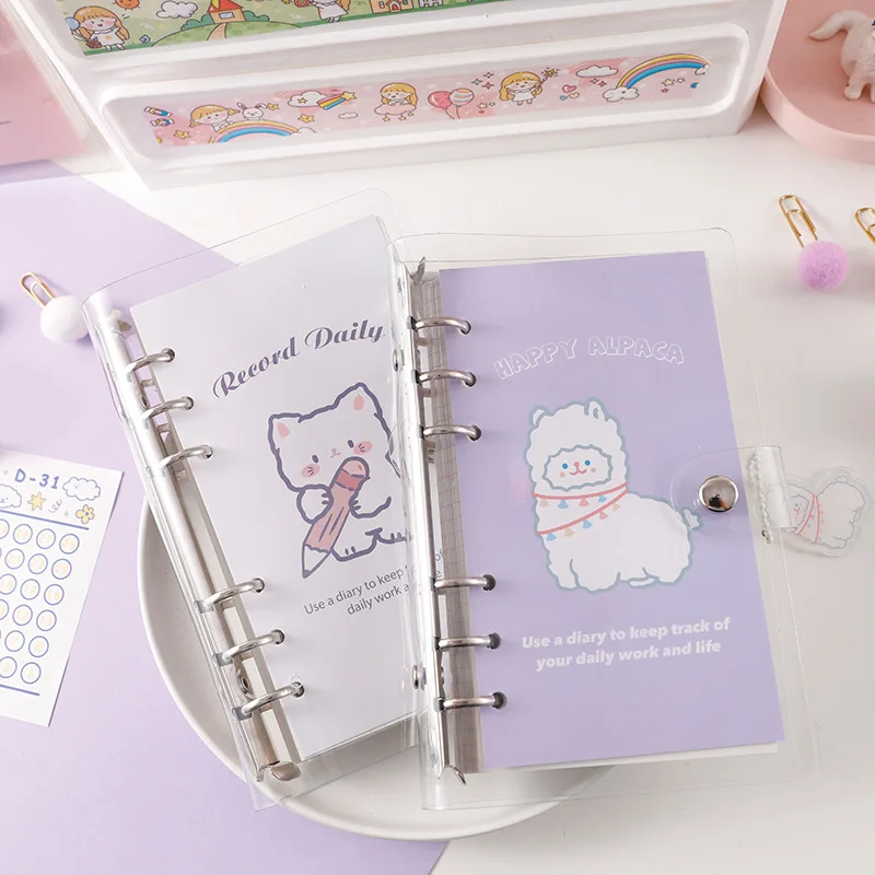 

Kawaii A6 Дневник на спирали DIY блокнот и журналы Органайзер прозрачный блокнот милый Справочник школьные принадлежности