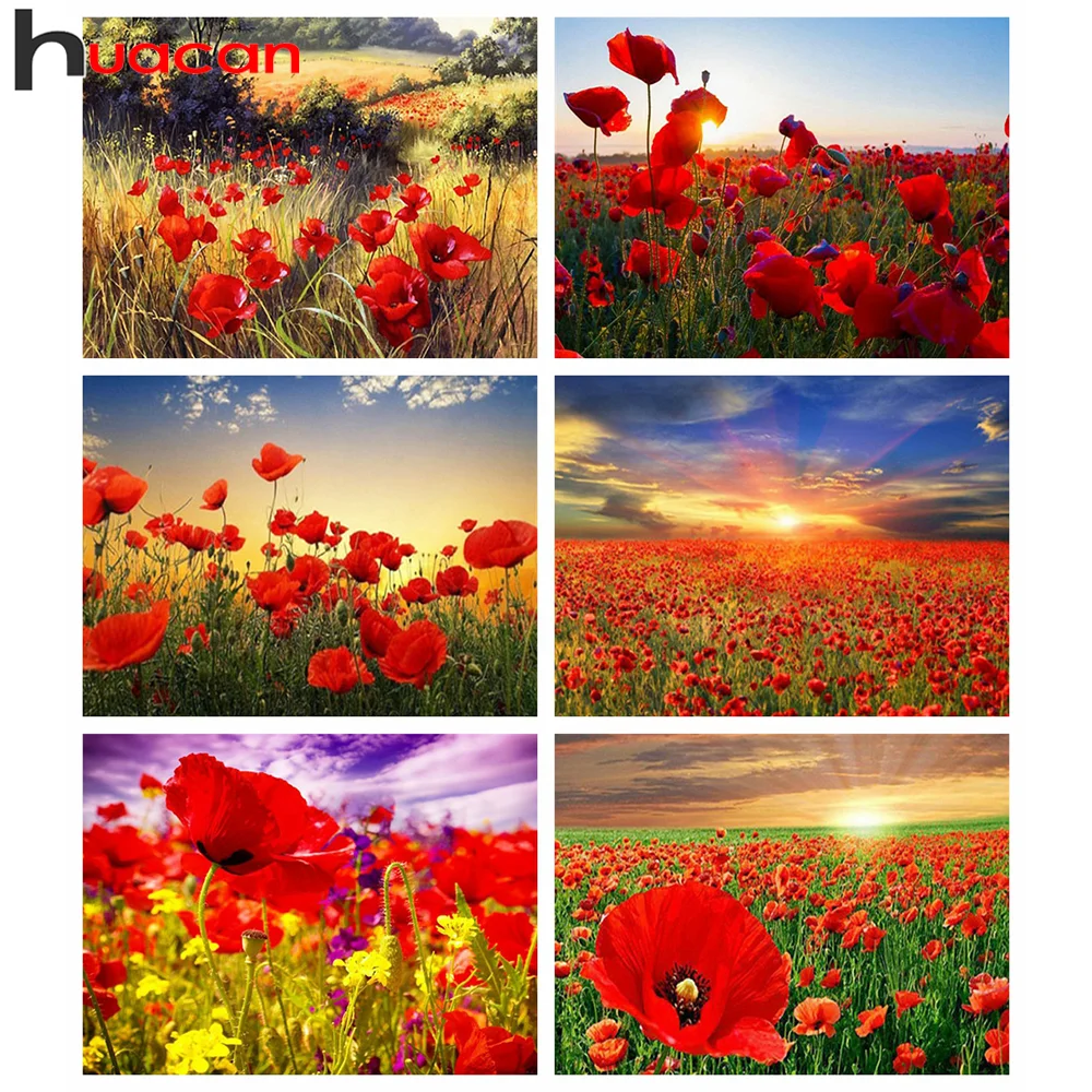 Huacan 5D алмазная живопись мака сделай сам вышивка полный комплект Цветочная