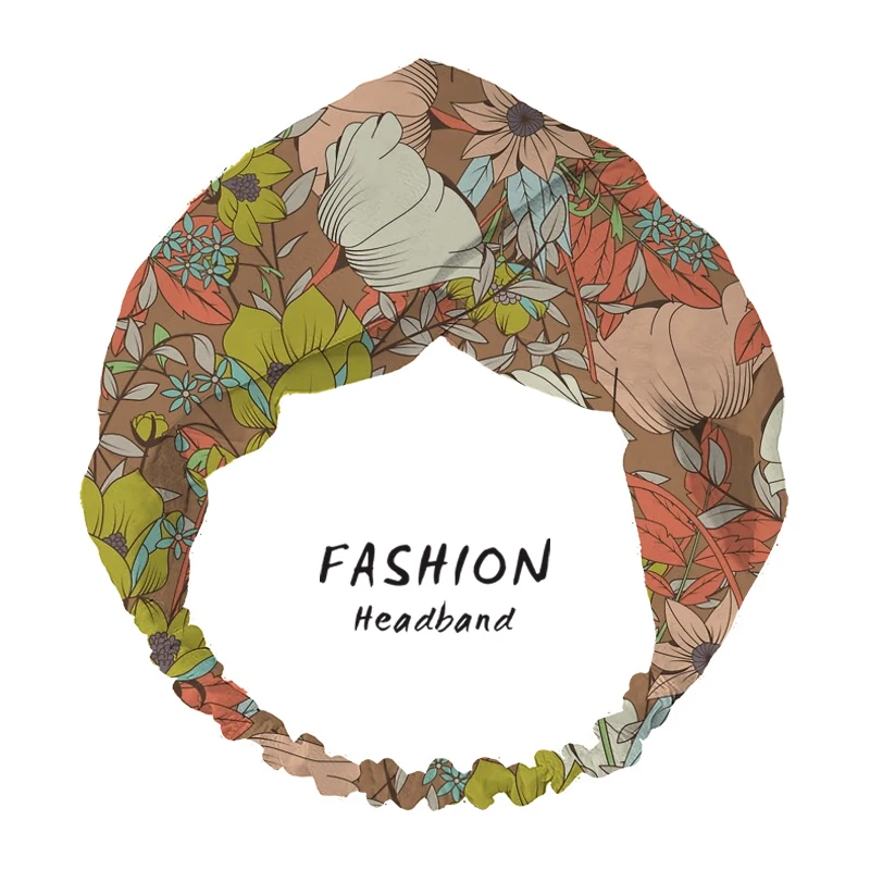 

2020 Women Hair Accessories Summer Bohemian Hair Bands Botanical Print Headband Cross Turban Hair Scrunchies Bandana Hair Bands