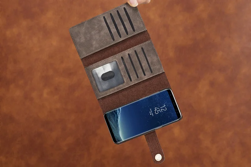 Для samsung S8 S9 S10 S7 edge S10e Чехол-книжка двойной складной кошелек Магнитный чехол для samsung Note 8 9 10 Plus ретро кожаный чехол