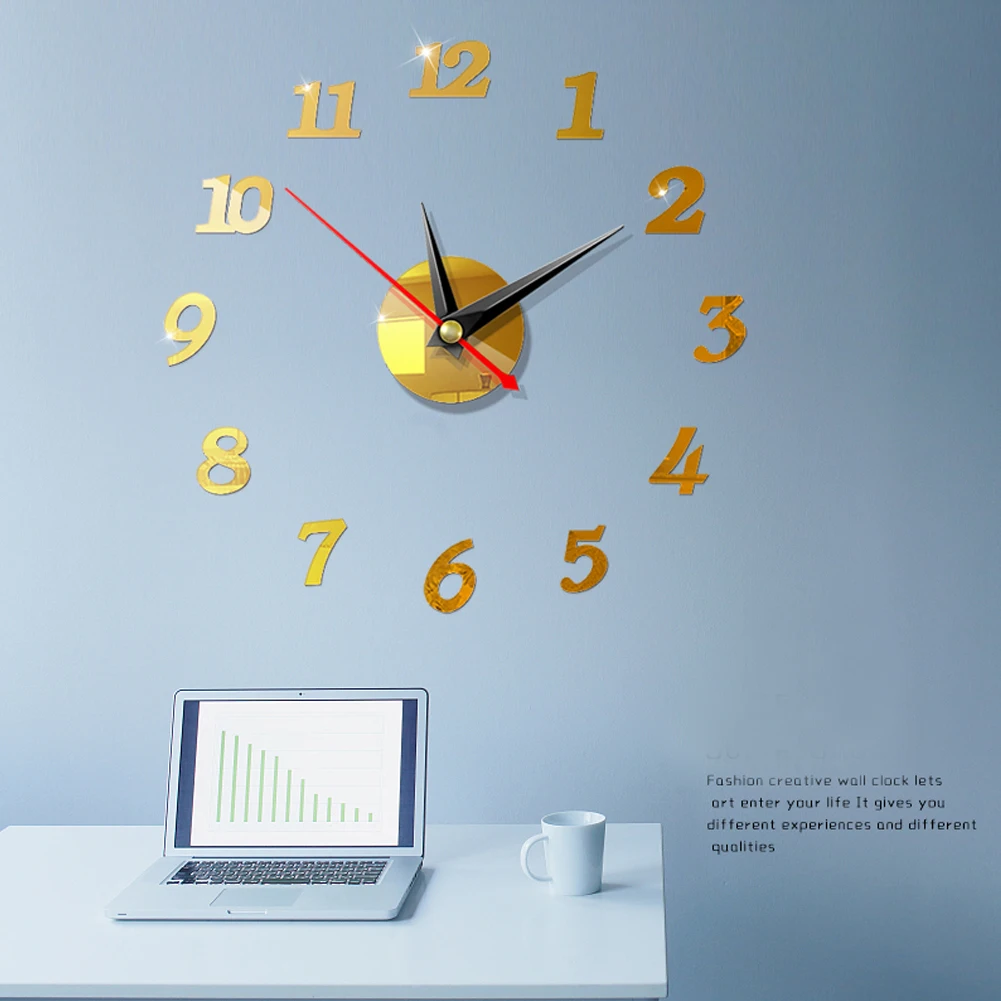 Современные большие настенные часы объемная Зеркальная Наклейка Уникальный большой номер часы Diy Декор художественные настенные часы Наклейка домашнее современное оформление