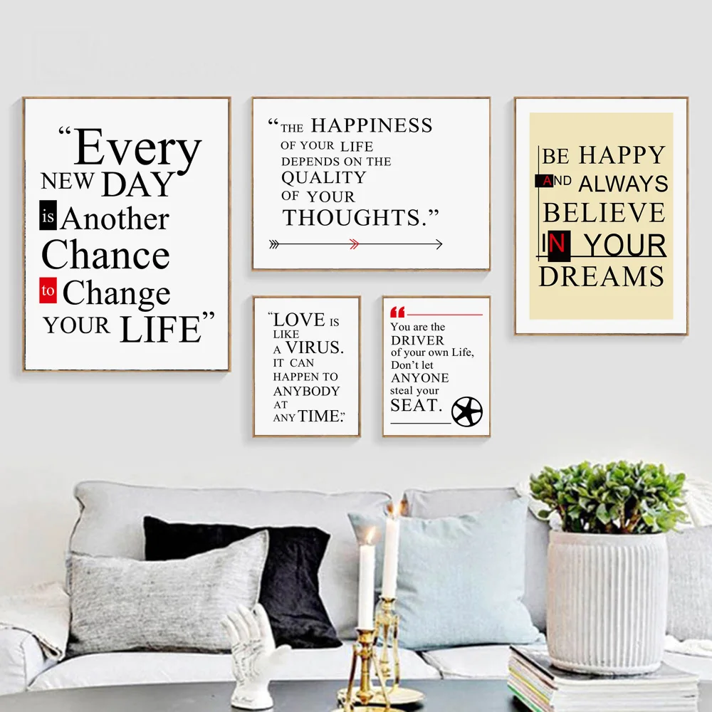 Вдохновляющие цитаты Скандинавская настенная Картина на холсте скандинавские