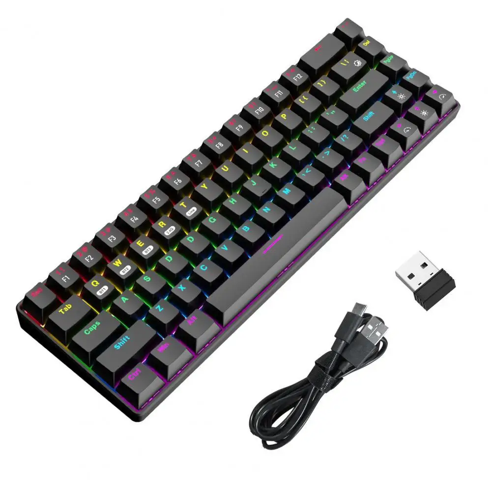 

Беспроводная игровая механическая клавиатура, 68 клавиш, Type-C, защита от фиктивных нажатий, для профессиональных игроков, светодиодная подсв...