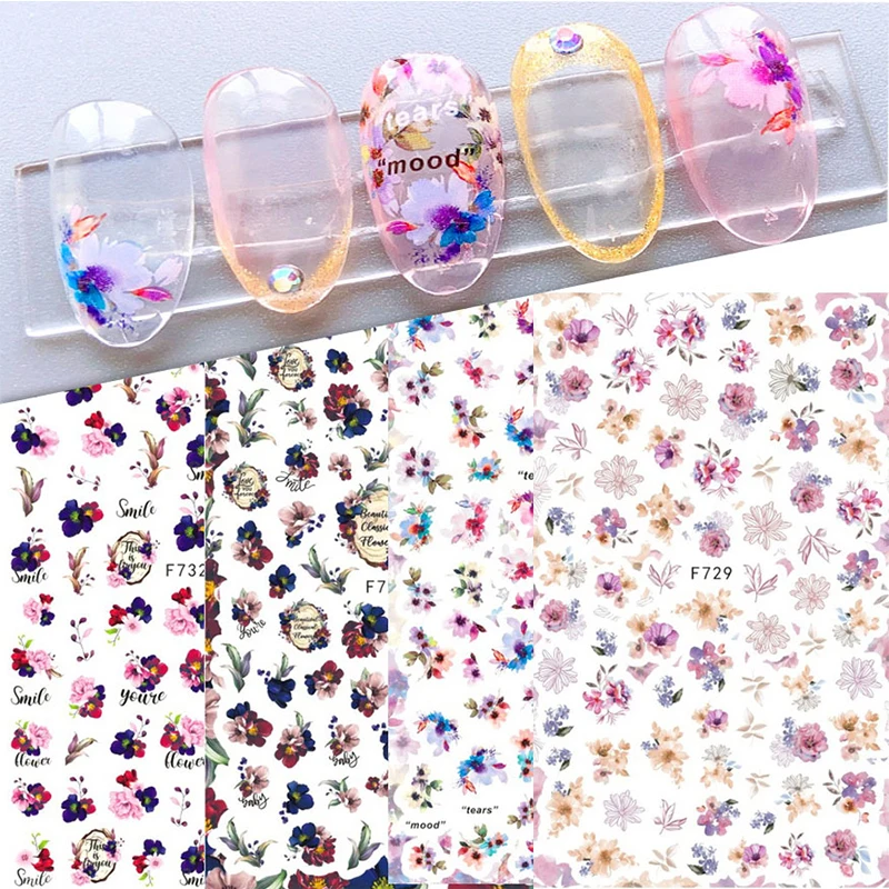 

3D Flower Leaves Design Nail Stickers Self Adhesive Floral Design Nail Art Decoration New Nail Decals Manicure Accessories