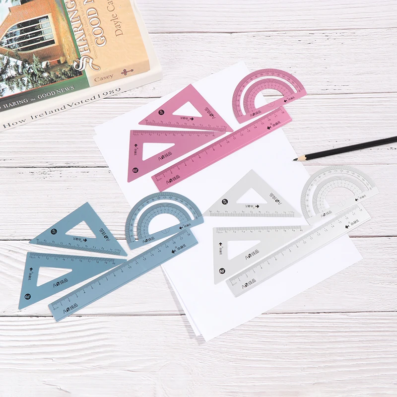 

4Pcs/Set Aluminum Alloy Ruler Drawing Measurement Geometry Triangle Ruler Straightedge Protractor A Variety Of Rulers