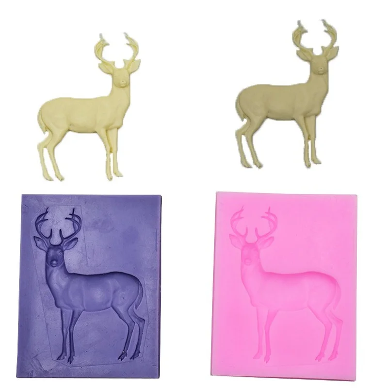 

1pc3D Deer Silicone Mold Polymer Clay Candy Chocolate Cookie Baking Mould Christmas Cupcake Topper Fondant Cake Decorating Tools