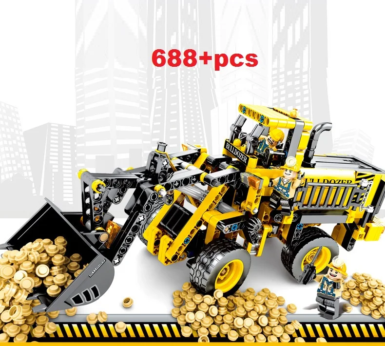 EWELLSOLD Инженерный Бульдозер Кран Совместимый с Техникой Грузовик Конструктор Городской Строительный Игрушка для Детей