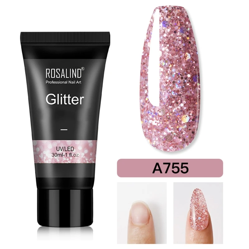 

30ml Glitter Gel Nail Polish Kits Soak Off UV LED Extension Builder Nails Gel X7JA