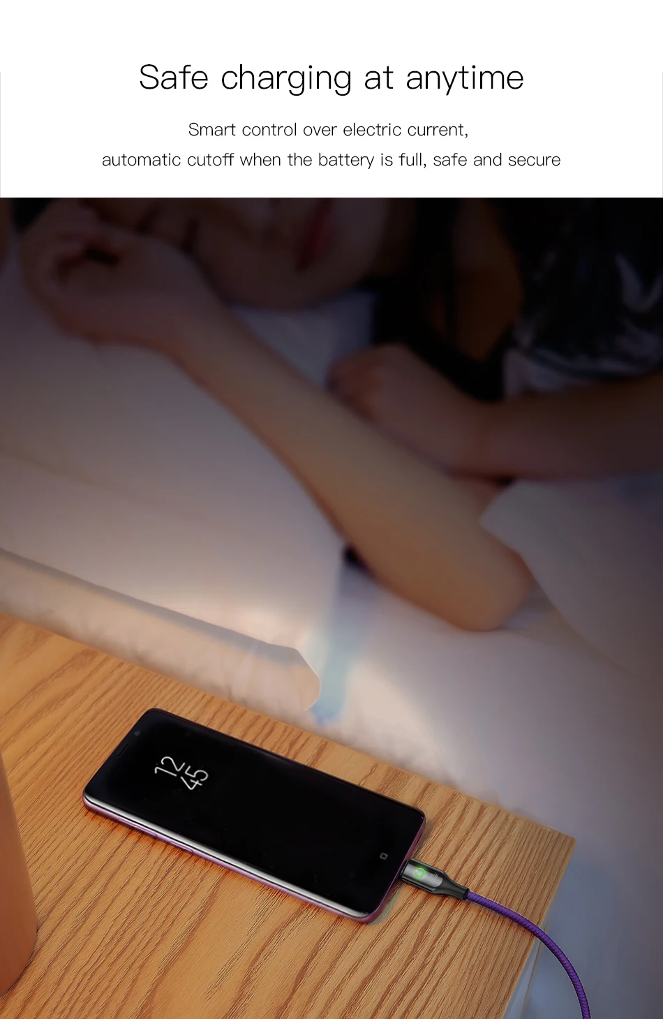 Baseus Led light usb type c кабель 3A Быстрая зарядка данных для samsung s8 s9 huawei oneplus 6 5 xiaomi note 7 зарядный кабель Android