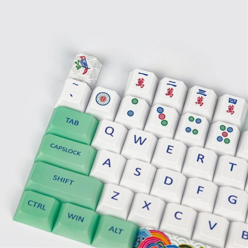 

67JA 127 Keys / Set Cherry Profile Custom Mahjong Sparrow Theme Original Keycaps PBT Dye Sublimation Keycaps for MX Cherry