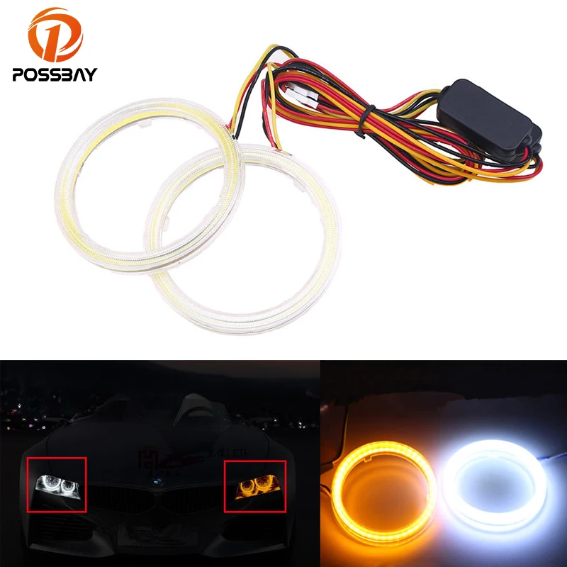 POSSBAY Ангельские глазки светодиодный COB Halo Ring автомобилей Angel Eyes DRL Габаритные огни