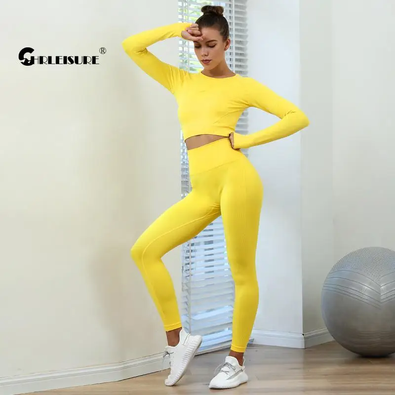 Спортивный комплект CHRLEISURE с длинными рукавами однотонный Комплект для занятий