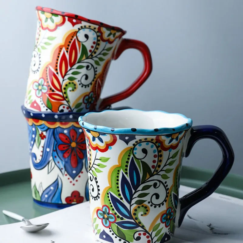 Ручная роспись керамическая кружка для молока и кофе завтрака ручной работы