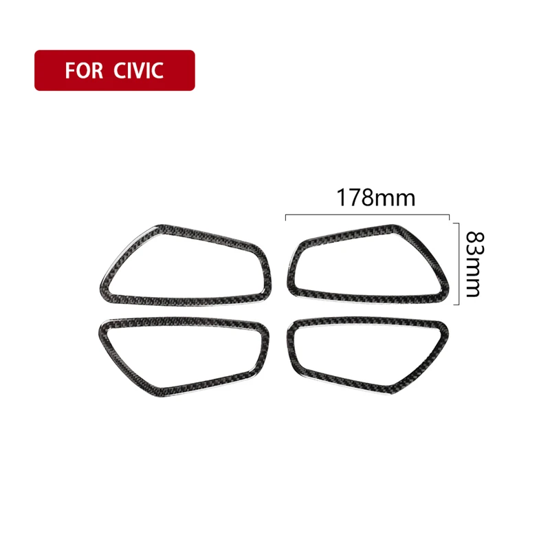 

4pcs/set Carbon Fiber For Honda Civic 10th 2016-2019 Inner Door Handle Frame Trim Styling Stickers Car Accessories