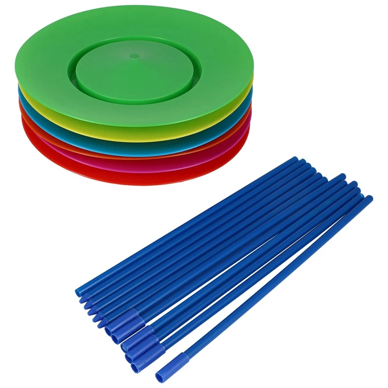

6 Sets Plastic Spinning Plate Juggling Props Performance Tools Kids Children Practicing Balance Skills Toy Home Outdoor Garden