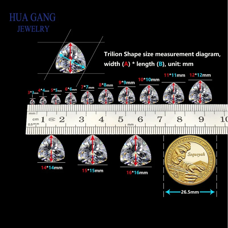 Бусина 5 # в форме триллиона из Красного камня для украшений размером 3x3 ~ 12x12 мм