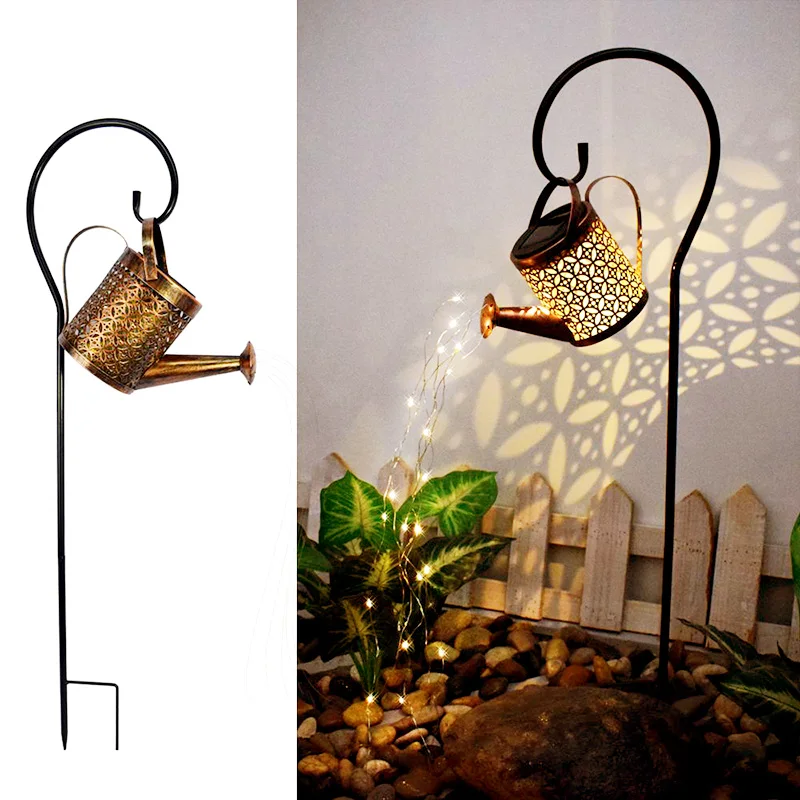 Linterna Solar LED para decoraci&oacute;n de jard&iacute;n, regadera con luces de arte para ducha de estrellas, rociador con maceta para c&eacute;sped, paisaje, camino y patio-4