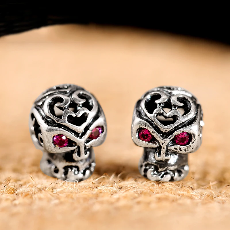 925 стерлингов Серебряные ювелирные изделия Punk Череп Шпильки для хип-хоп Обувь