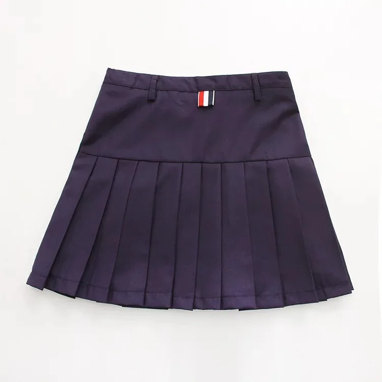 

pleated skirt School Uniform A Line Japanese Cosplay High-Waist Denim Women Solid Summer Kawaii