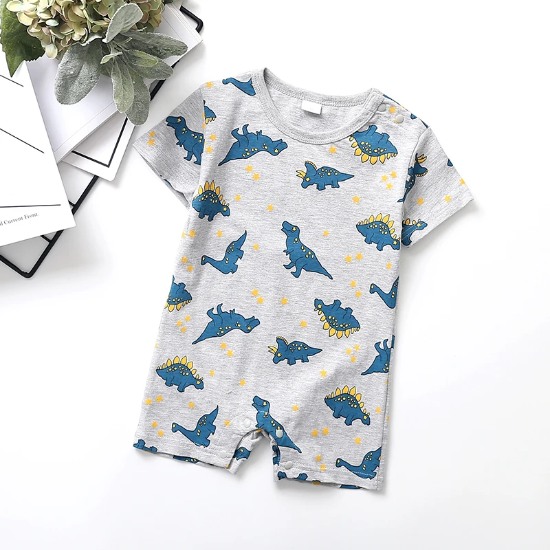 Хлопковый комбинезон для маленьких девочек Летний с короткими рукавами и