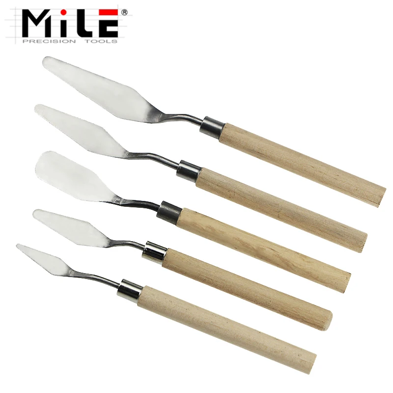 

Миля 5 шт. картина маслом инструменты шпатель для художника студента Нескользящие принадлежности палитра Ножи Нержавеющая сталь легкий ск...