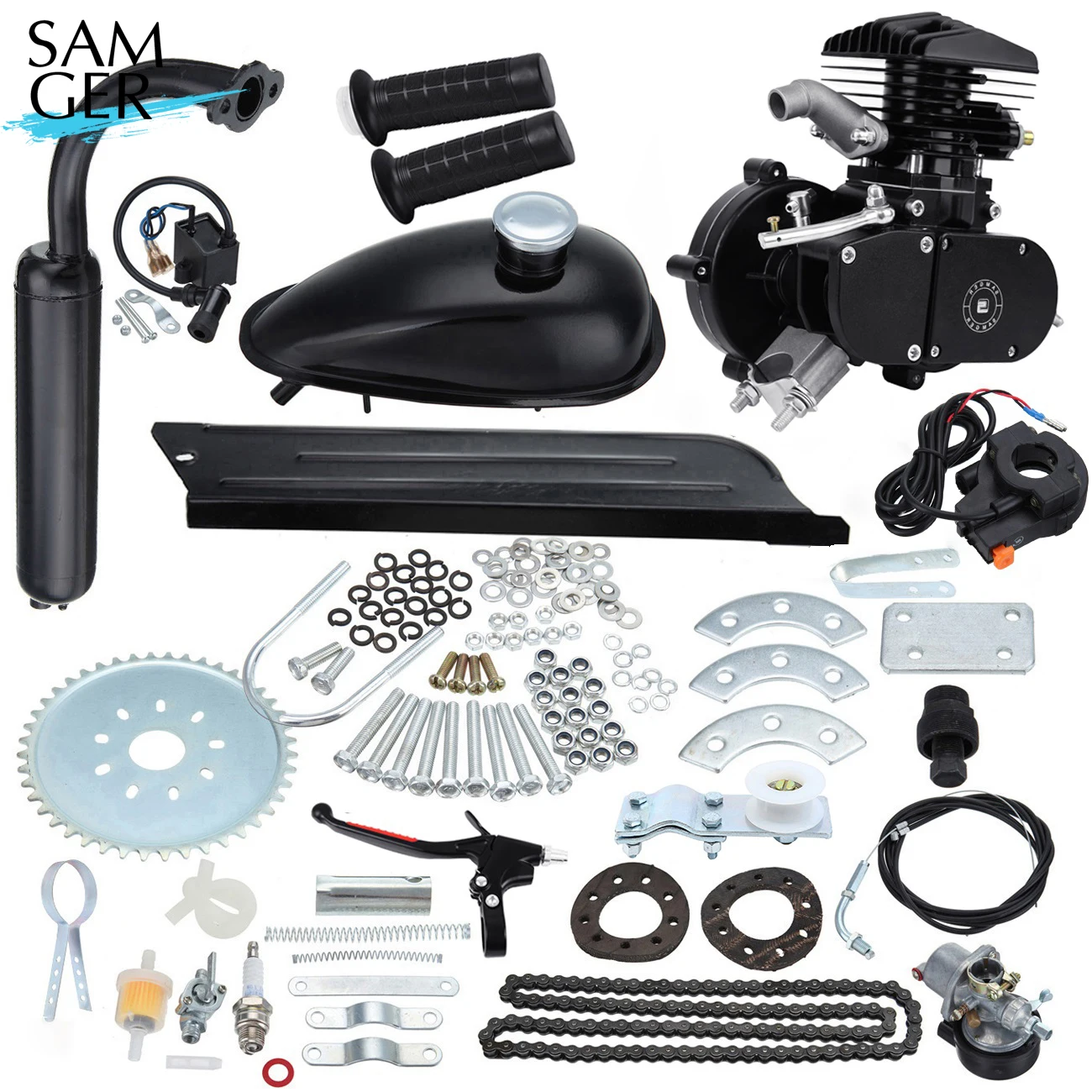 Комплект бензинового двигателя Samger для велосипеда 80 куб. См 2 такта полный