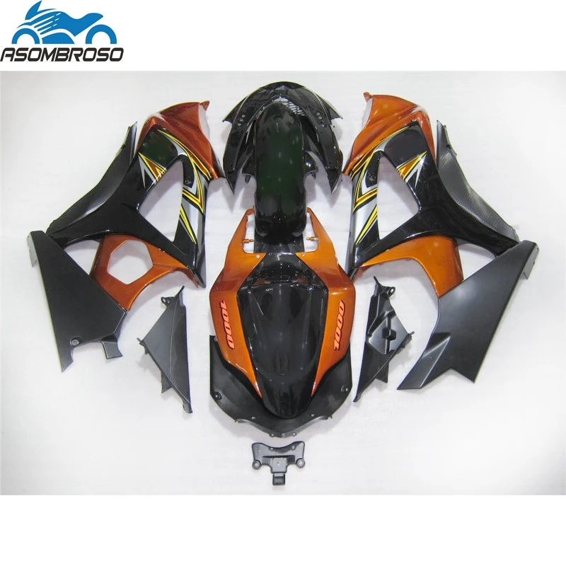 Комплект обтекателей для SUZUKI K7 GSXR 1000 2007 2008 черно-оранжевые пластиковые гоночные