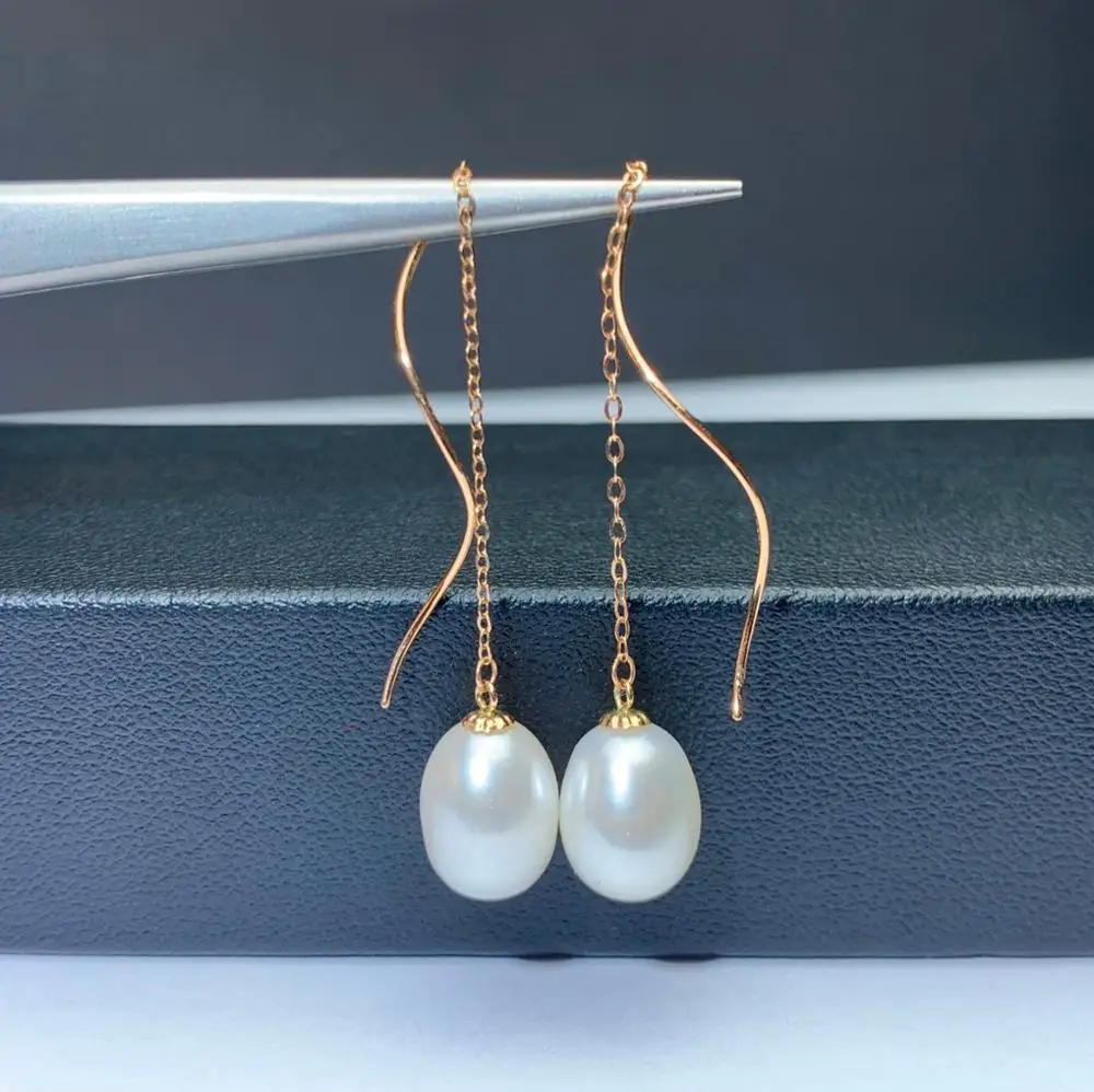 

shilovem 18k yellow Natural freshwater pearls Drop Earrings fine Jewelry women trendy anniversary Christmas gift myme0006zz