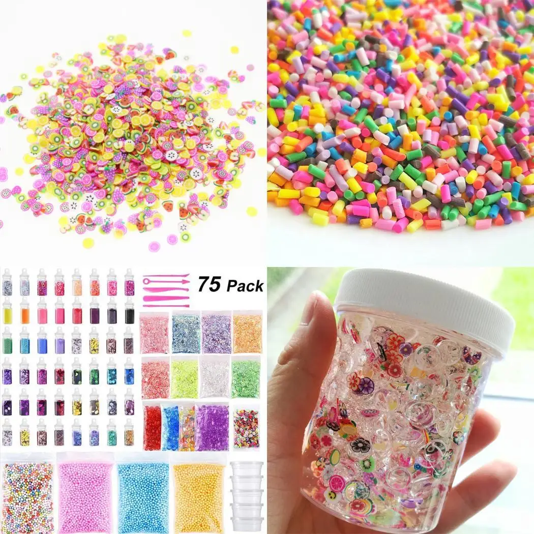 75Pack DIY Slime Kit Foam Ball Glitter Casual Granules Slime Making Material Safe and environmental Set