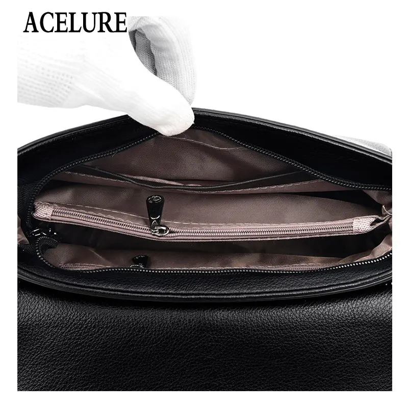 

ACELURE Solid Color PU Leather Shoulder Bags Flap Tassel Hasp Zipper Crossbody Bags for Women Fashion Messenger Bag Ladies Purse