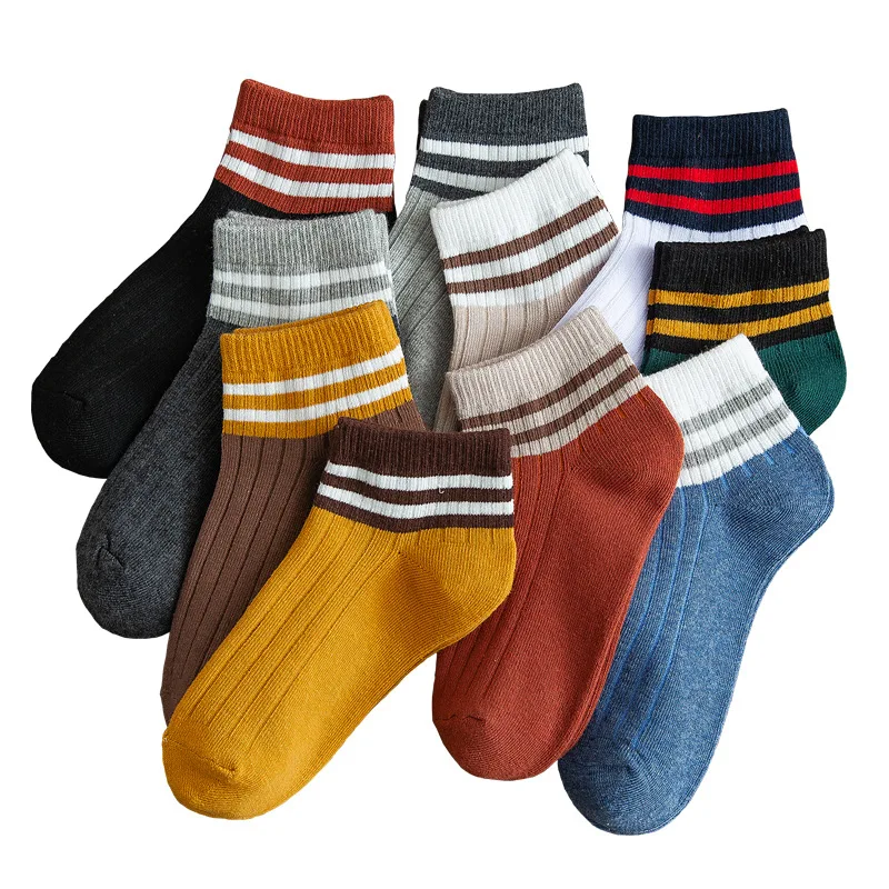 

10 Pairs Low Tube Woman Stripe Socks Cotton for Spring Summer Autumn Japanese Harajuku Style Funny Socks Women 5502