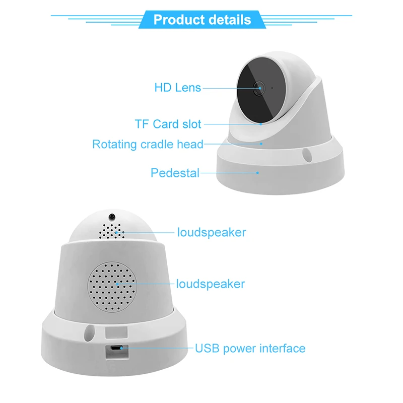 

Купольная IP-камера 1080P, Wi-Fi, ночное видение