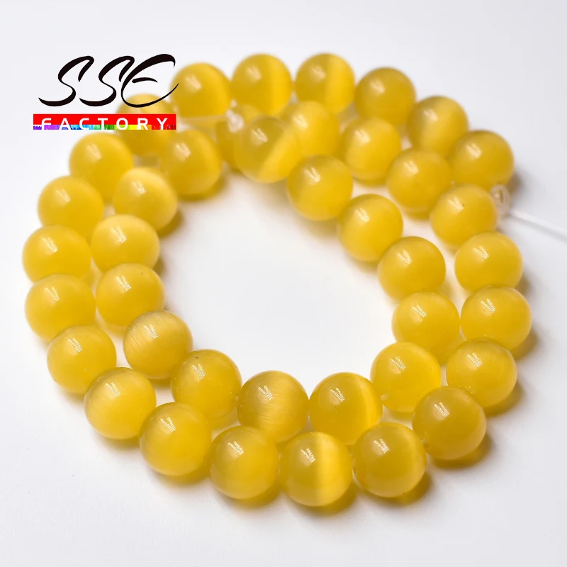 

Wholesale Orange Cat Eye Stone Round Beads 4mm-12mm Glass String Loose Opal DIY Charm Beads Bracelet For Jewelry Making 15inches