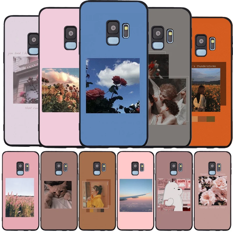 Эстетический чехол с блокировкой экрана черный из ТПУ для телефона Samsung Galaxy Note 8 9